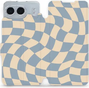 Pouzdro na mobilní telefon Flipové pouzdro Mobiwear - OnePlus Nord 4 5G - VA59S Modrá a béžová šachovnice (Knížkové flip pouzdro, obal, kryt na mobil OnePlus Nord 4 5G - VA59S Modrá a béžová šachovnice, materiál Umělá kůže + TPU - ochrana 360°, stojánek, silikonová vanička,)