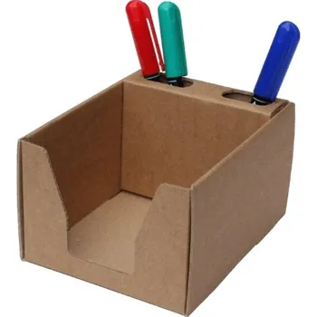 Kartonový stojan na tužky a blok 105x105x80 mm, hnědý kraft
