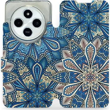 Pouzdro na mobilní telefon Flipové pouzdro Mobiwear - Xiaomi Redmi 14C / Poco C75 - V108P Modré mandala květy (Knížkové flip pouzdro, obal, kryt na mobil Xiaomi Redmi 14C / Poco C75 - V108P Modré mandala květy, materiál Umělá kůže + TPU - ochrana 360°, stojánek, silikonová vanička,