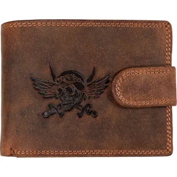 Peněženka WILD pánská peněženka s přezkou - LEBKA - hnědá ART-895