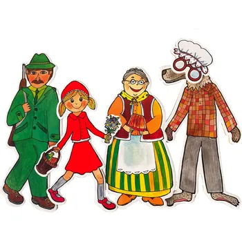 loutka MARIONETINO Loutky pro děti - ČERVENÁ KARKULKA - 4 ks