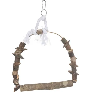 Hračka pro ptáka Dřevěná houpačka z přírodního dřeva 22x29 cm