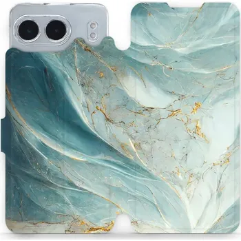 Pouzdro na mobilní telefon Flipové pouzdro Mobiwear - OnePlus Nord 4 5G - VP34S Zelenkavý a zlatavý mramor (Knížkové flip pouzdro, obal, kryt na mobil OnePlus Nord 4 5G - VP34S Zelenkavý a zlatavý mramor, materiál Umělá kůže + TPU - ochrana 360°, stojánek, silikonová vanička,)