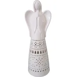 Dekorace Anděl porcelánový vločky s LED 32,5 cm