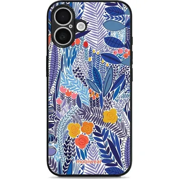 Telefonní příslušenství Lesklý kryt Mobiwear Glossy - Apple iPhone 16 Plus - G037G - Modrá květena (Prémiové lesklé pouzdro, obal, kryt Mobiwear Glossy na mobil Apple iPhone 16 Plus - G037G - Modrá květena, materiál Plast + TPU silikon - krytí po všech stranách, neošoupatelný)