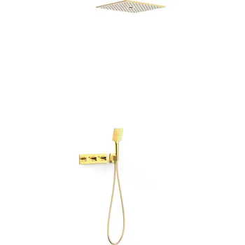 Sprchový set Tres B-System sprchová sada pod omítku s termostatem s dešťovou sprchou zlatá 30725306OR