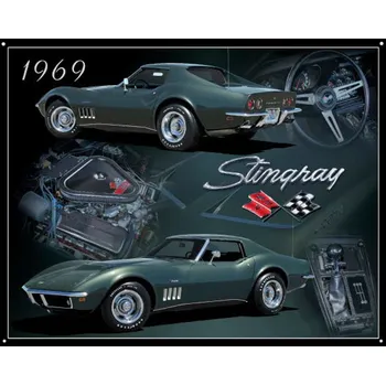 Plechová cedule Plechová cedule Chevrolet Corvette 1969 Stingray 30 cm x 38 cm