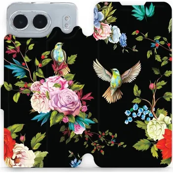 Pouzdro na mobilní telefon Flipové pouzdro Mobiwear - OnePlus Nord 4 5G - VD09S Ptáčci a květy (Knížkové flip pouzdro, obal, kryt na mobil OnePlus Nord 4 5G - VD09S Ptáčci a květy, materiál Umělá kůže + TPU - ochrana 360°, stojánek, silikonová vanička, magnetické zavírání)