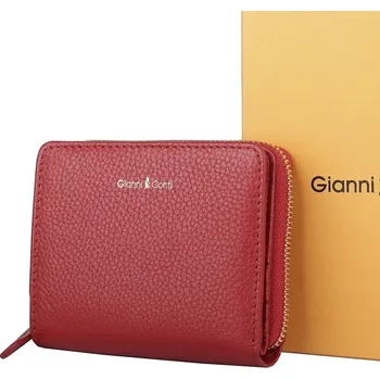 Malá dvouoddílová kožená červená peněženka Gianni Conti no. 158