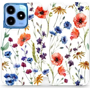 Pouzdro na mobilní telefon Flipové pouzdro Mobiwear - Realme C63 - MP04S Luční kvítí (Knížkové flip pouzdro, obal, kryt na mobil Realme C63 - MP04S Luční kvítí, materiál Umělá kůže + TPU - ochrana 360°, stojánek, silikonová vanička, magnetické zavírání)