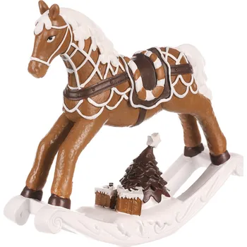 Vánoční dekorace Vánoční dekorace Houpací koník, hnědá, polyresin, 17 cm