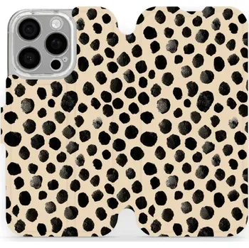 Pouzdro na mobilní telefon Flipové pouzdro Mobiwear - Apple iPhone 16 Pro - VA50S Černé puntíky (Knížkové flip pouzdro, obal, kryt na mobil Apple iPhone 16 Pro - VA50S Černé puntíky, materiál Umělá kůže + TPU - ochrana 360°, stojánek, silikonová vanička, magnetické zavírání)