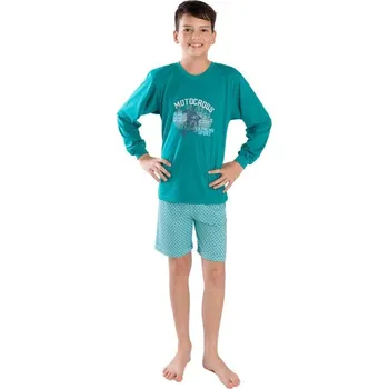 Chlapecké pyžamo Chlapecké pyžamo Betty Mode triko dl. rukáv + kraťasy zelené