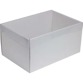 Dárková krabice s průhledným víkem 300x200x150/35 mm, bílá