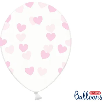 Balónek Balonek latexový transparentní se světle růžovými srdíčky