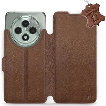 Pouzdro na mobilní telefon Kožené flip pouzdro Mobiwear - Oppo Reno12 FS 5G - Hnědé (Kožené knížkové pouzdro, obal, kryt na mobil Oppo Reno12 FS 5G, Hnědé, materiál Genuine Leather, ochrana 360°, stojánek, silikonová vanička, magnetické zavírání)