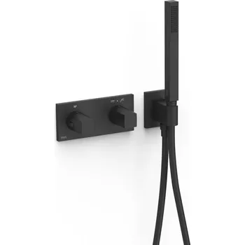 Vodovodní baterie Tres B-System vanová baterie pod omítku s termostatem černá 30725201NM