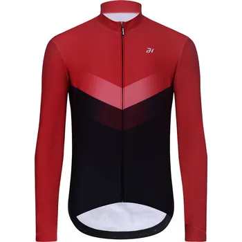 cyklistický dres HOLOKOLO Cyklistický dres s dlouhým rukávem zimní - ARROW WINTER - černá/červená 4XL