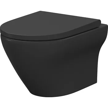 Cersanit Larga wc mísa se sedátkem s pomalým sklápěním závěsná bez splachovacího kruhu antracit mat S701-610