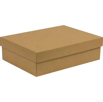 Dárková krabice s víkem 350x250x100/40 mm, hnědá - kraftová, eko, přírodní barva, eko, přírodní