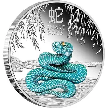 Lunární série III. - stříbrná mince Year of the Snake (Rok hada) 1 Oz 2025 Color PROOF