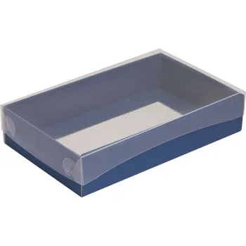 Dárková krabička s průhledným víkem 250x150x50/35 mm, modrá
