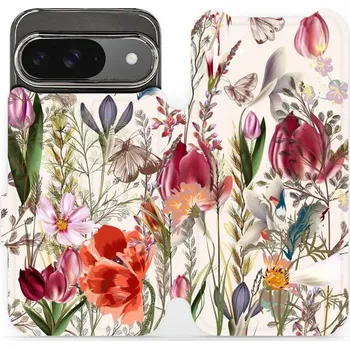 Pouzdro na mobilní telefon Flipové pouzdro Mobiwear - Google Pixel 9 - MP01S Rozkvetlá louka (Knížkové flip pouzdro, obal, kryt na mobil Google Pixel 9 - MP01S Rozkvetlá louka, materiál Umělá kůže + TPU - ochrana 360°, stojánek, silikonová vanička, magnetické zavírání)