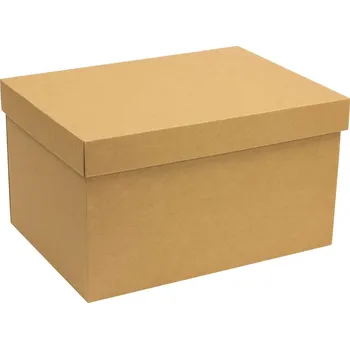 Dárková krabice s víkem 350x250x200/40 mm, hnědá - kraftová, eko, přírodní barva, eko, přírodní
