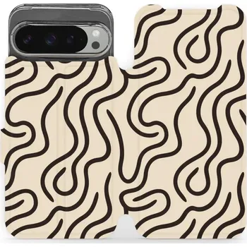 Pouzdro na mobilní telefon Flipové pouzdro Mobiwear - Google Pixel 9 Pro XL - VA60S Linky (Knížkové flip pouzdro, obal, kryt na mobil Google Pixel 9 Pro XL - VA60S Linky, materiál Umělá kůže + TPU - ochrana 360°, stojánek, silikonová vanička, magnetické zavírání)