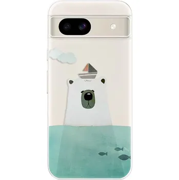 Pouzdro na mobilní telefon Silikonové pouzdro iSaprio - Google Pixel 8a - Bear With Boat (Odolný silikonový kryt, obal, pouzdro iSaprio - Google Pixel 8a - Bear With Boat - skvělá ochrana a pružnost, stylový UV potisk, lehkost, tiskne se v České republice)