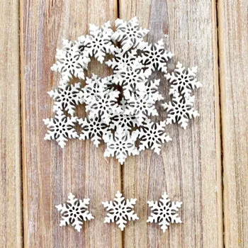 Vánoční dekorace Vločky dřevo 18 mm bílá - 12 ks