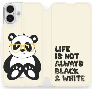 Pouzdro na mobilní telefon Flipové pouzdro Mobiwear - Apple iPhone 16 Plus - M041S Panda - life is not (Knížkové flip pouzdro, obal, kryt na mobil Apple iPhone 16 Plus - M041S Panda - life is not, materiál Umělá kůže + TPU - ochrana 360°, stojánek, silikonová vanička, magnetické)