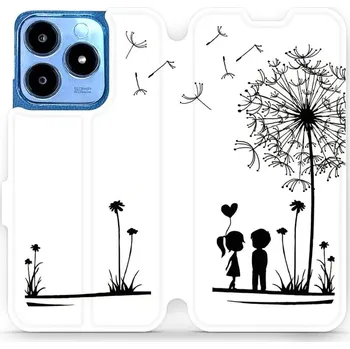 Pouzdro na mobilní telefon Flipové pouzdro Mobiwear - Realme C63 - MH16P Dvojice s pampeliškou (Knížkové flip pouzdro, obal, kryt na mobil Realme C63 - MH16P Dvojice s pampeliškou, materiál Umělá kůže + TPU - ochrana 360°, stojánek, silikonová vanička, magnetické zavírání)