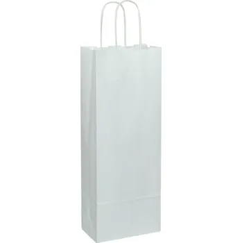 Dárková taška Papírová taška s krouceným uchem na víno 150x80x400 mm, bílá