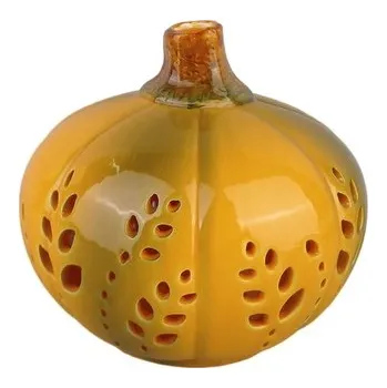 Svícen Anděl Přerov Svícen - keramická dýně 15x14 cm - zelenožlutý