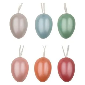 Velikonoční dekorace Vajíčka barevná lesklá plastová na zavěšení 6cm, 6ks v balení 9944