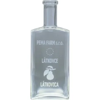 Láhev Ražná - 0.50 bezbarevná + logo Pema Farm hruška s 2 listami