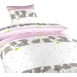 Dadka Povlečení krep do postýlky Sloni růžoví 90x130, 45x60 cm