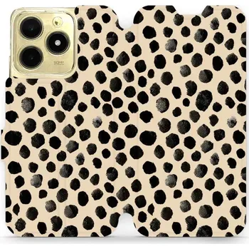 Pouzdro na mobilní telefon Flipové pouzdro Mobiwear - Realme C61 - VA50S Černé puntíky (Knížkové flip pouzdro, obal, kryt na mobil Realme C61 - VA50S Černé puntíky, materiál Umělá kůže + TPU - ochrana 360°, stojánek, silikonová vanička, magnetické zavírání)