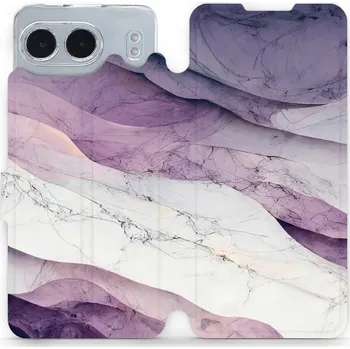 Pouzdro na mobilní telefon Flipové pouzdro Mobiwear - OnePlus Nord 4 5G - VP31S Bílý a fialový mramor (Knížkové flip pouzdro, obal, kryt na mobil OnePlus Nord 4 5G - VP31S Bílý a fialový mramor, materiál Umělá kůže + TPU - ochrana 360°, stojánek, silikonová vanička, magnetické)