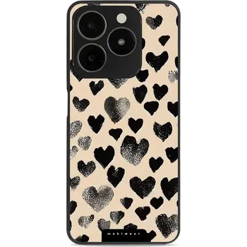 Pouzdro na mobilní telefon Lesklý kryt Mobiwear Glossy - Realme C63 - GA51G Černá srdíčka (Prémiové lesklé pouzdro, obal, kryt Mobiwear Glossy na mobil Realme C63 - GA51G Černá srdíčka, materiál Plast + TPU silikon - krytí po všech stranách, neošoupatelný potisk, tenké provedení,)