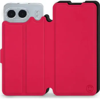 Pouzdro na mobilní telefon Flipové pouzdro Mobiwear Semiš - OnePlus Nord 4 5G - Rudé & Černé (Knížkové semišové flip pouzdro, obal, kryt na mobil OnePlus Nord 4 5G - Rudé & Černé, materiál semiš + TPU, ochrana 360°, stojánek, silikonová vanička, magnetické zavírání)