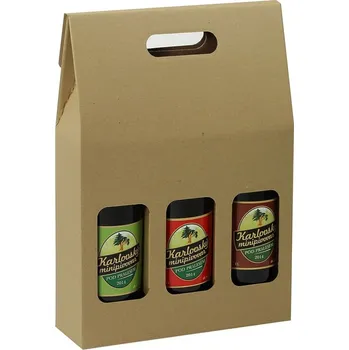 Dárková krabička Odnoska na 3 pivní PET láhve 253x84x290 mm, mikrovlna hnědo hnědá, 50 ks