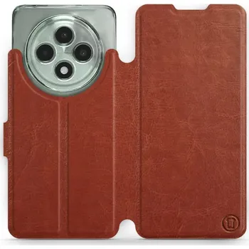 Pouzdro na mobilní telefon Flipové pouzdro Mobiwear - Oppo Reno12 FS 5G - Hnědé a šedé (Knížkové flip pouzdro, obal, kryt na mobil Oppo Reno12 FS 5G - Hnědé a šedé, materiál Umělá kůže + TPU - ochrana 360°, stojánek, silikonová vanička, magnetické zavírání)