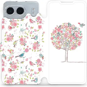 Pouzdro na mobilní telefon Flipové pouzdro Mobiwear - OnePlus Nord 4 5G - M120S Strom a ptáčci (Knížkové flip pouzdro, obal, kryt na mobil OnePlus Nord 4 5G - M120S Strom a ptáčci, materiál Umělá kůže + TPU - ochrana 360°, stojánek, silikonová vanička, magnetické zavírání)