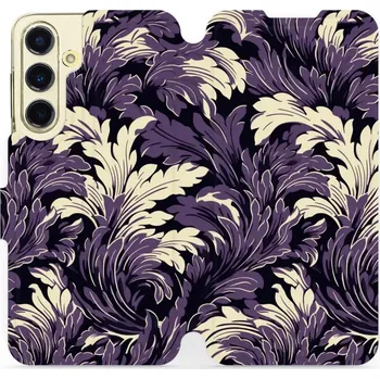 Pouzdro na mobilní telefon Flipové pouzdro Mobiwear - Samsung Galaxy S24 FE - VA46S Fialové rostliny (Knížkové flip pouzdro, obal, kryt na mobil Samsung Galaxy S24 FE - VA46S Fialové rostliny, materiál Umělá kůže + TPU - ochrana 360°, stojánek, silikonová vanička, magnetické zavírá