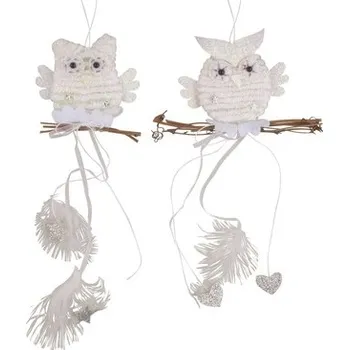 Sova bílá na zavěšení, 22 cm