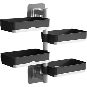 Dávkovač mýdla Nástěnný otočný čtyřpatrový organizér do koupelny černá - TRIORACK