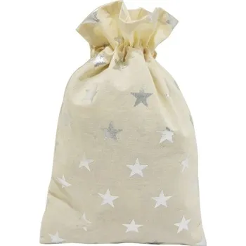 Pytlík látkový se stříbrnými hvězdami 20 x 32 cm