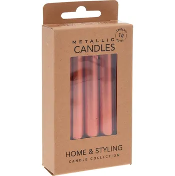 Svíčka Home Styling Collection Stolní svíčky, 10 cm, červené, parafínové